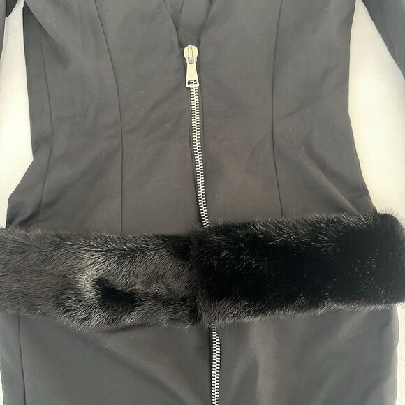 FLAVIO CASTELLANI Black Low Back Fur Trim Cocktail Dress US 8/ 44 Italy - Picture 5 of 10
